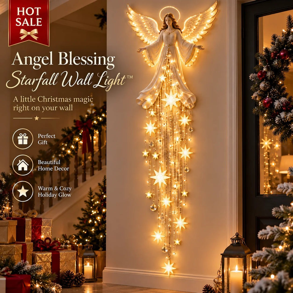 Angel Blessing Starfall Wall Light – Heavenly Christmas Wall Decor – My ...